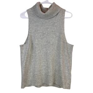 Madewell Women XL Wool Soft Heather Grey Hallowell Turtleneck Sweater Tank Top